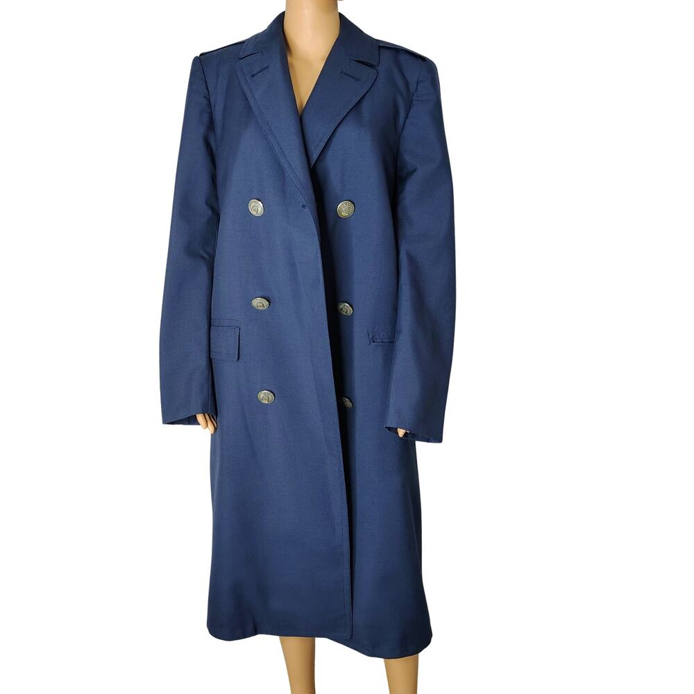 Vietnam US Air Force Overcoat 35 Long Blue 1549 Wool 13 oz Vintage Trench Coat